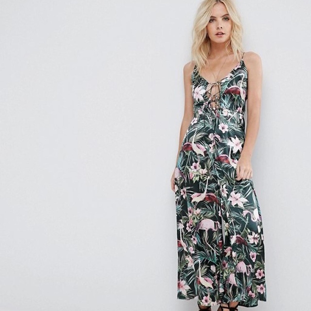 ASOS Pink and Green Jumpsuit with Wide-Leg Silhouette